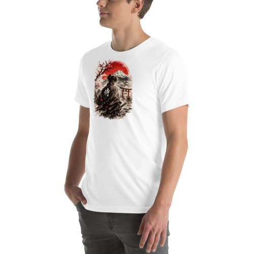 unisex-staple-t-shirt-white-left-front-69f0b08b1b50d.jpg Samurai Japan T-Shirt | Bushido Warrior Graphic Tee | Japanese Art Streetwear