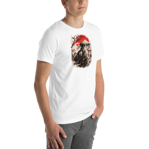 unisex-staple-t-shirt-white-right-front-69f0b08b1d3e0.jpg Samurai Japan T-Shirt | Bushido Warrior Graphic Tee | Japanese Art Streetwear