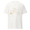 unisex-classic-tee-white-front-69f93f82c81e5.jpg Abstract Human Line Art T-Shirt – Minimalist Gold Figure Graphic Tee | Modern Streetwear Unisex Shirt