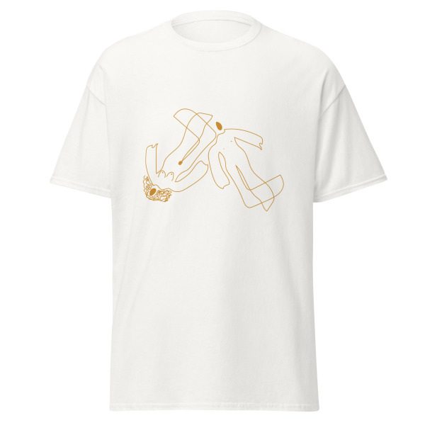 Abstract Human Line Art T-Shirt – Minimalist Gold Figure Graphic Tee | Modern Streetwear Unisex Shirt