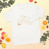 unisex-classic-tee-white-front-69f93f82ca5f8.jpg Abstract Human Line Art T-Shirt – Minimalist Gold Figure Graphic Tee | Modern Streetwear Unisex Shirt
